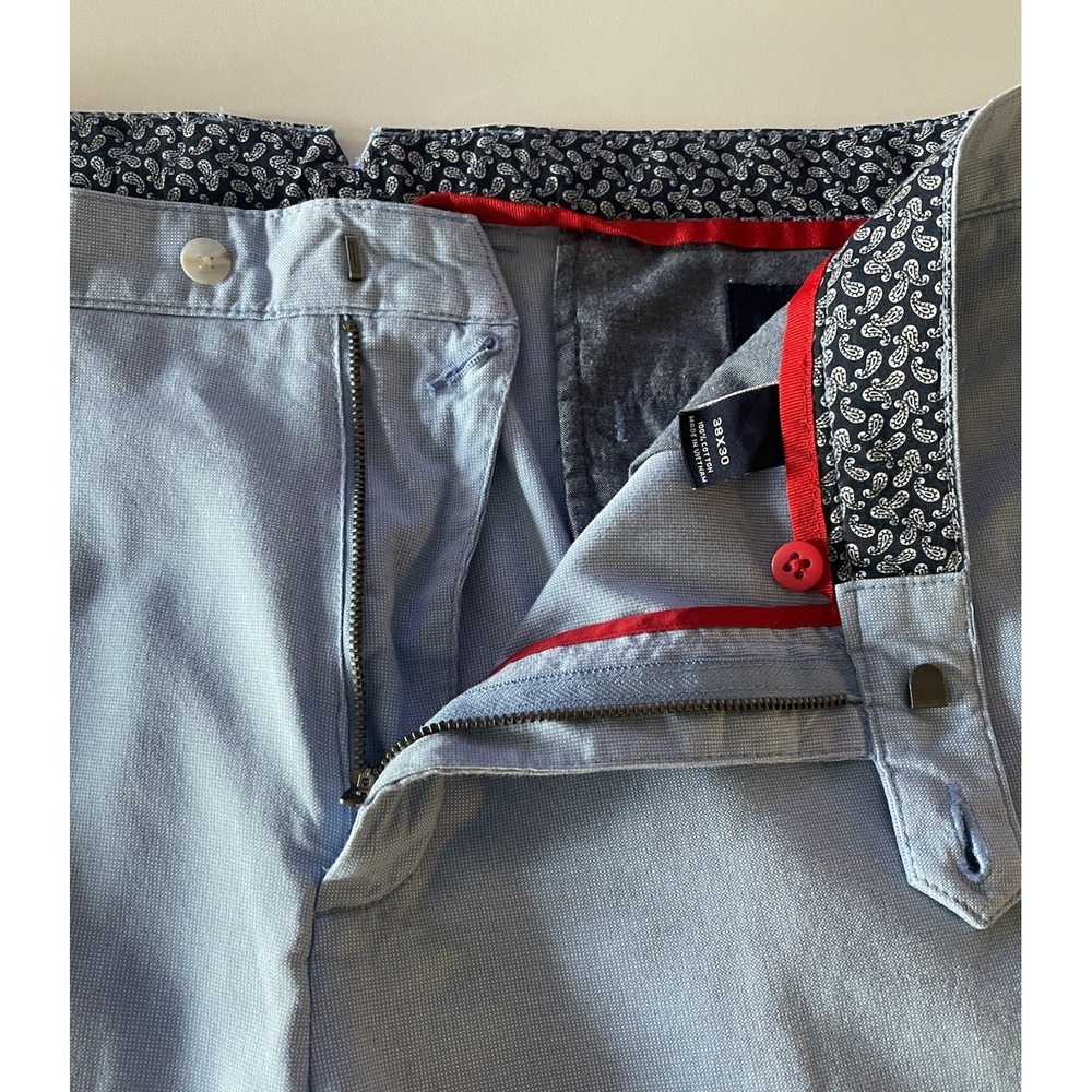 Cremieux Chino Flat Front Cotton Pants Blue Check 38W x 30L - Picture 5 of 8